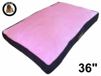 Ellie-Bo Large Dog Bed with Brown Corduroy Sides and Pink Faux Fur Topping to fit 36 inch Dog Cage